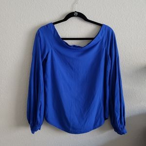 Anthropologie Floreat blue Bardot blouse 0/XS NWT